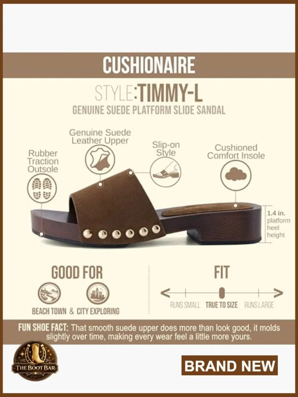 Genuine Suede Slide Sandals, Studded Low Heel Dress Sandals